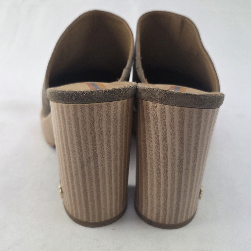 Sam Edelman Mule Clogs Womens Size 8.5 Taupe Suede Block Heel Slip On Shoes - Picture 3 of 8